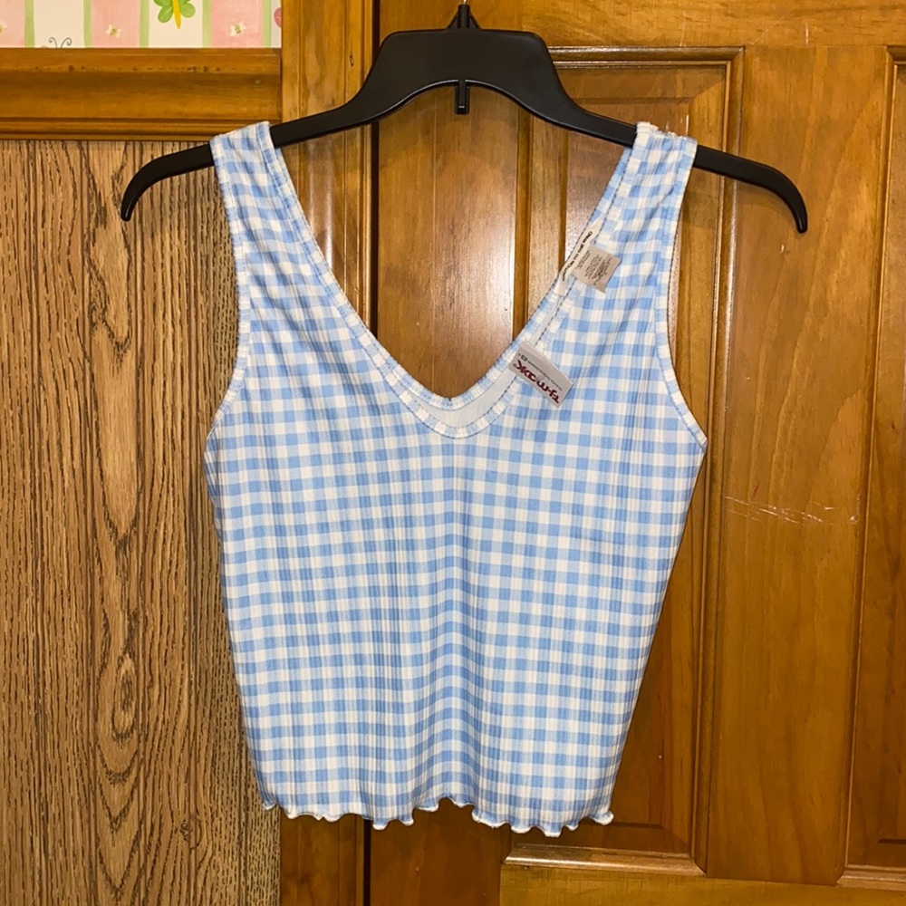 Caution To The Wind Gingham Tank Top